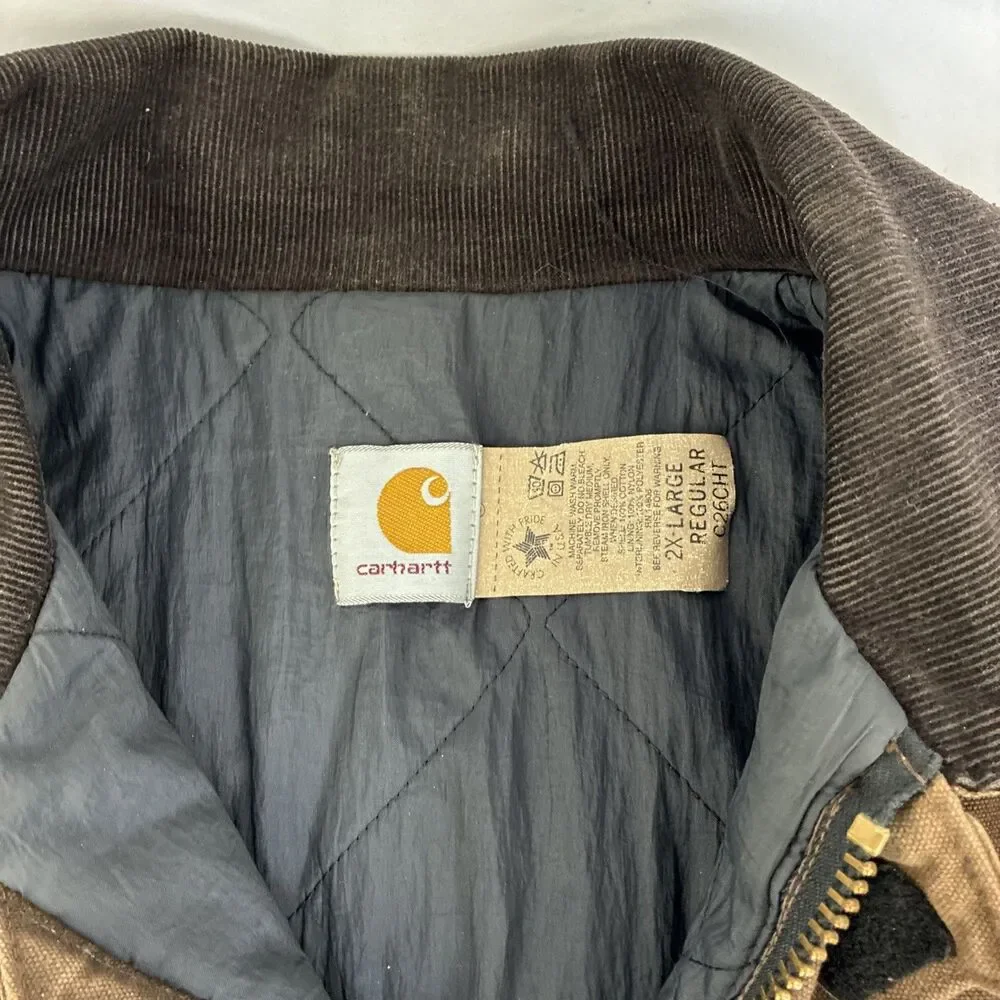 Vintage Carhartt C26CHT Chore Coat Size 2XL Made In USA Duck Jacket Faded Brown